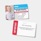Kind-ID-Identifikation Notfallallergie-Foto Ausweis (Vorder- & Rückseite)