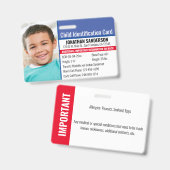 Kind-ID-Identifikation Notfallallergie-Foto Ausweis (Vorder- & Rückseite)