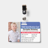 Kind-ID-Identifikation Notfallallergie-Foto Ausweis (Vorderseite mit Clip)