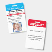 Kind-ID-Identifikation Notfallallergie-Foto Ausweis (Vorder- & Rückseite)