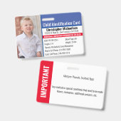 Kind-ID-Identifikation Notfallallergie-Foto Ausweis (Vorder- & Rückseite)