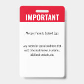 Kind-ID-Identifikation Notfallallergie-Foto Ausweis (Rückseite)