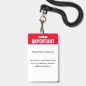 Kind-ID-Identifikation Notfallallergie-Foto Ausweis (Rückseite mit Lanyard)