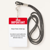 Kind-ID-Identifikation Notfallallergie-Foto Ausweis (Rückseite mit Schlüsselband)