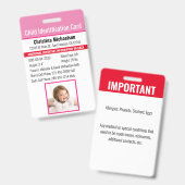 Kind-ID-Identifikation Notfallallergie-Foto Ausweis (Vorder- & Rückseite)