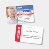 Kind-ID-Identifikation Notfallallergie-Foto Ausweis (Vorder- & Rückseite)
