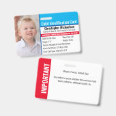 Kind-ID-Identifikation Notfallallergie-Foto Ausweis (Vorder- & Rückseite)