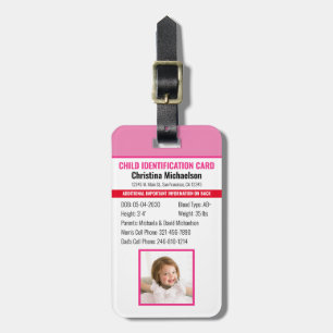 Kind-ID-Identifikation Notfallallergie-Foto Gepäckanhänger