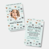 Kind-ID-Notrufnummer Niedliches Kind Foto Ausweis (Vorder- & Rückseite)