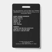 Kind-ID — Polizeibeamter für Foto Ausweis (Rückseite)