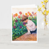 Kind im Blumengarten Tulip, Jessie Willcox Smith Karte (Gelbe Blume)