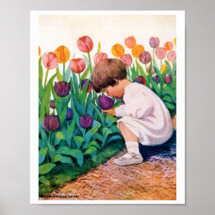 Kind im Blumengarten Tulip, Jessie Willcox Smith Poster