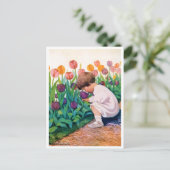 Kind im Blumengarten Tulip, Jessie Willcox Smith Postkarte (Stehend Vorderseite)
