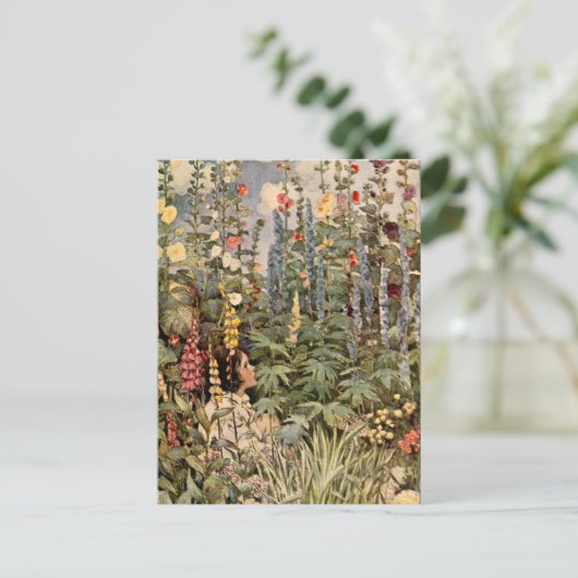 Kind im Garten Postkarte (Stehend Vorderseite)