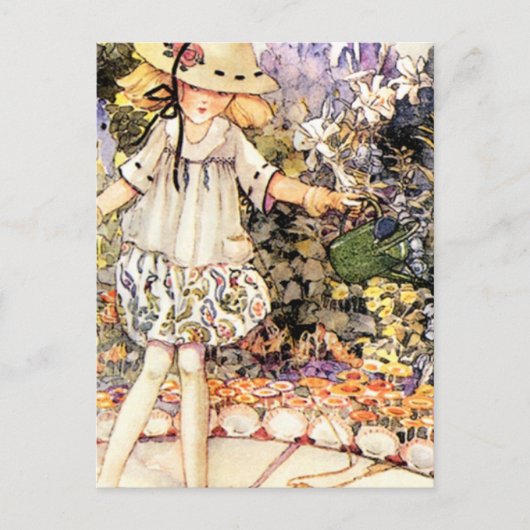 Kind im Garten Postkarte (Vorderseite)