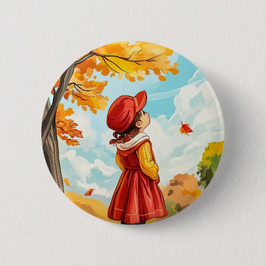 Kind im Herbst Button (Vorderseite)