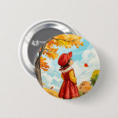 Kind im Herbst Button (Vorne & Hinten)