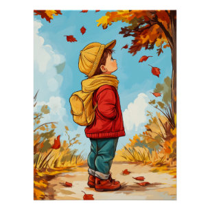 Kind im Herbst Poster