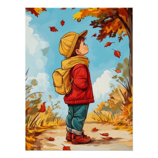 Kind im Herbst Poster (Vorderseite)
