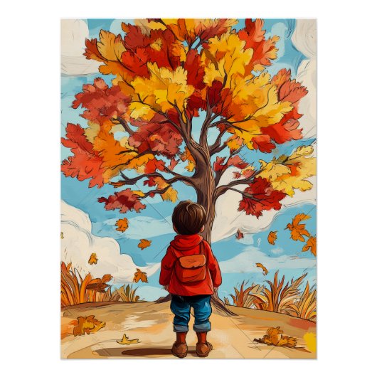 Kind im Herbst Poster (Vorderseite)