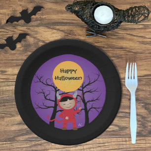 Kind im Teufelskostüm Halloween-Papierteller Pappteller