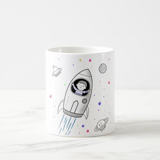 Kind im Weltraum Kaffeetasse (Mittel)