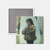 Kind im Winterschnee (von Konstantin Makovsky) Magnet (Vorderseite/Rückseite)