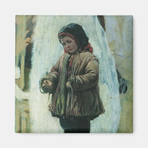 Kind im Winterschnee (von Konstantin Makovsky) Magnet