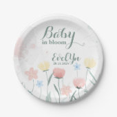 Kind in blühenden Aquarellfarben-Wildblumen Pappteller (Vorderseite)