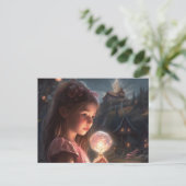 Kind in einem magischen Dorf Postkarte (Stehend Vorderseite)