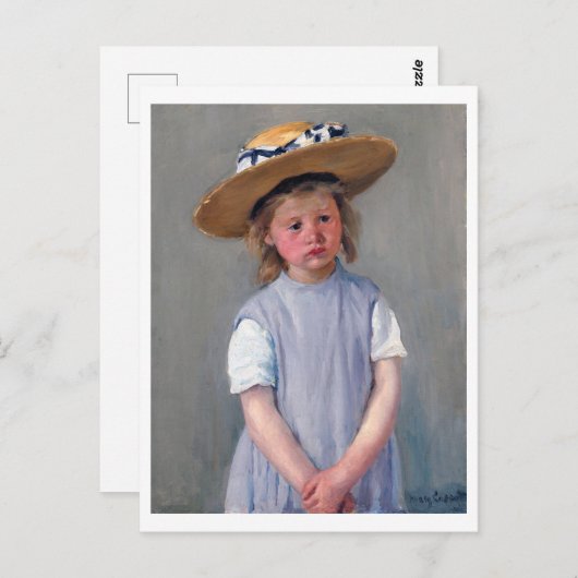 Kind in einem Strohhut, Mary Cassatt Postkarte (Vorne/Hinten)