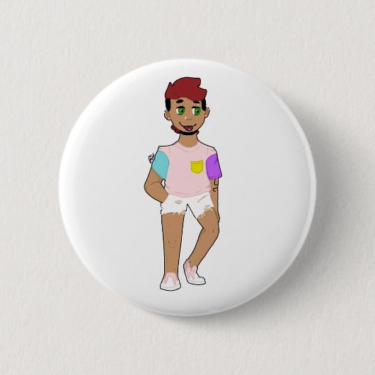 Kind in Kurzschluss mit Zunge Button (Vorderseite)