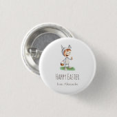 Kind in Ostern Bunny Costume Ei Jagd Personalisier Button (Vorne & Hinten)