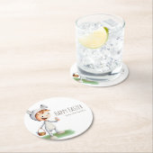 Kind in Ostern Bunny Costume Ei Jagd Personalisier Runder Pappuntersetzer (Vor Ort)