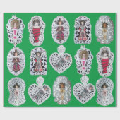 Kind Jesus, antikes Weihnachtsbuch Carving, Grün Geschenkpapier (Flach)