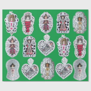 Kind Jesus, antikes Weihnachtsbuch Carving, Grün Geschenkpapier