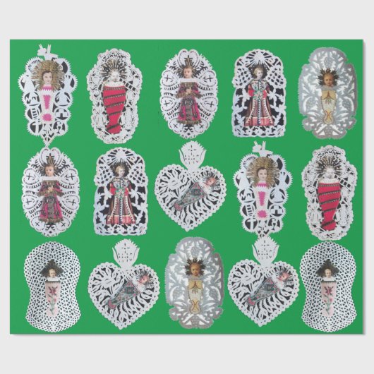 Kind Jesus, antikes Weihnachtsbuch Carving, Grün Geschenkpapier (Flach)