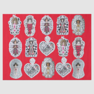 Kind Jesus, antikes Weihnachtsbuch Carving, Rot Seidenpapier