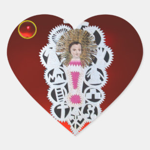 Kind Jesus, antikes Weihnachtspapier Carvingruby Herz-Aufkleber