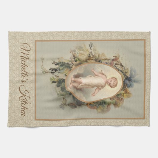 Kind Jesus Autumn Floral Geschirrtuch (Horizontal)