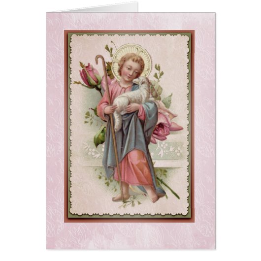 Kind Jesus mit den Lamm-Rosa-Rosen religiös (Vorne)
