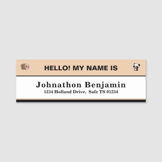 Kind Junge Mädchen Kinder ID Student Identifikatio Namensschild (Vorderseite)