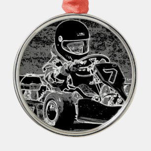 Kind Kart in Schwarzem u. im Weiß Silbernes Ornament
