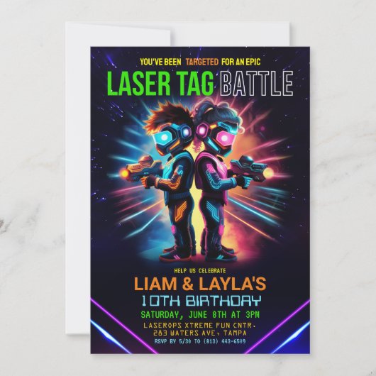 Kind-Laser-Tag Geburtstag Einladung (Vorderseite)