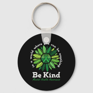 Kind Mental Health Awareness Sonnenblume Green Rib Schlüsselanhänger