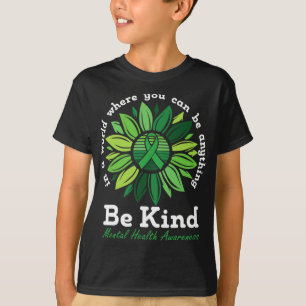 Kind Mental Health Awareness Sonnenblume Green Rib T-Shirt
