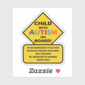 KIND MIT AUTISMUS AN BORD AUFKLEBER (Blatt)