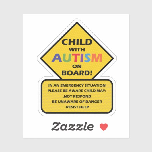KIND MIT AUTISMUS AN BORD AUFKLEBER (Blatt)