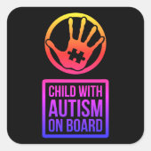 Kind mit Autismus an Bord Quadratischer Aufkleber (Vorderseite)