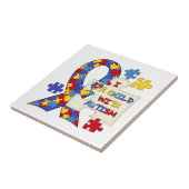 Kind mit Autismus-Bewusstseins-Band Fliese (Seite)